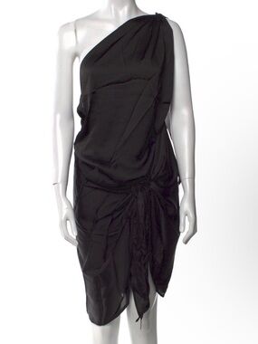BAOBAB NWT Black One-Shoulder Draped Cocktail Dress